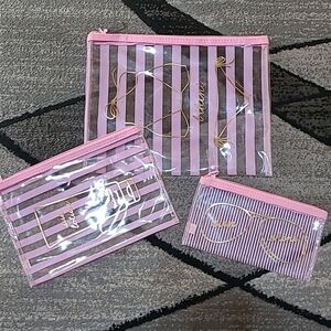 2013 Victoria Secret 3 Piece Travel & Beach Organized Clear Bags